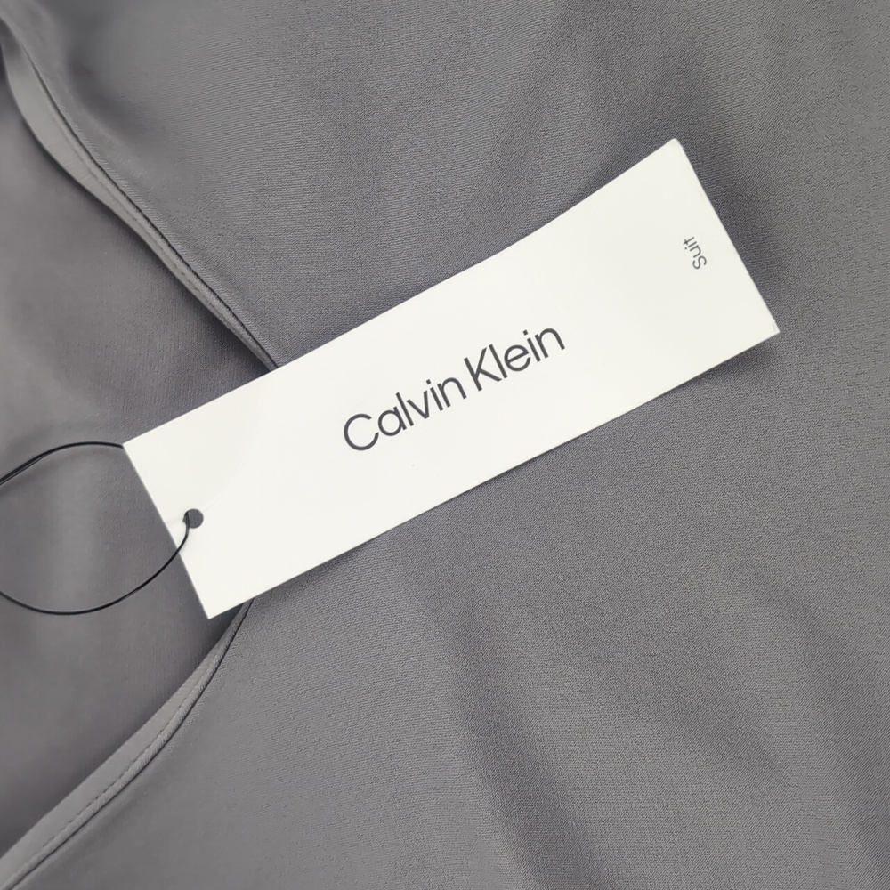NWT Calvin Klein Gray V-Neck Double Tiered Sleeved Blouse (Size: Large) - Picture 10 of 13
